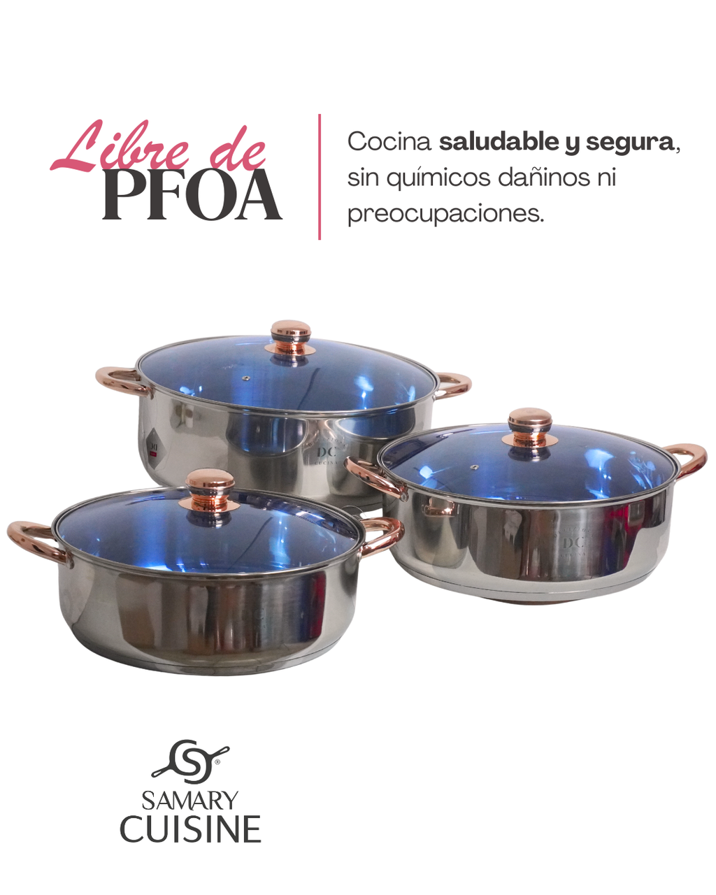 Juego de Ollas de Acero Inoxidable - DC 6 pz