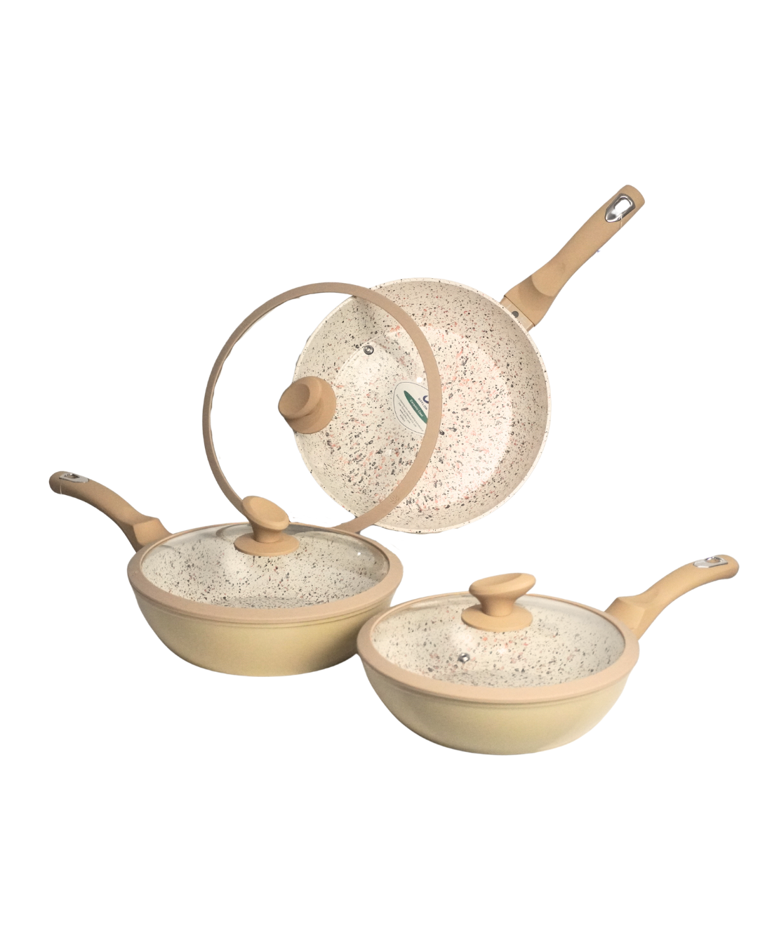 Juego de sartenes olivo ceramica premium 6 piezas 24, 26 y 28 cm