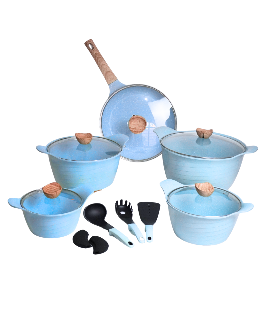 Batería De Cocina Kung Fu Master 15 Pz Antiadherente Ceramic