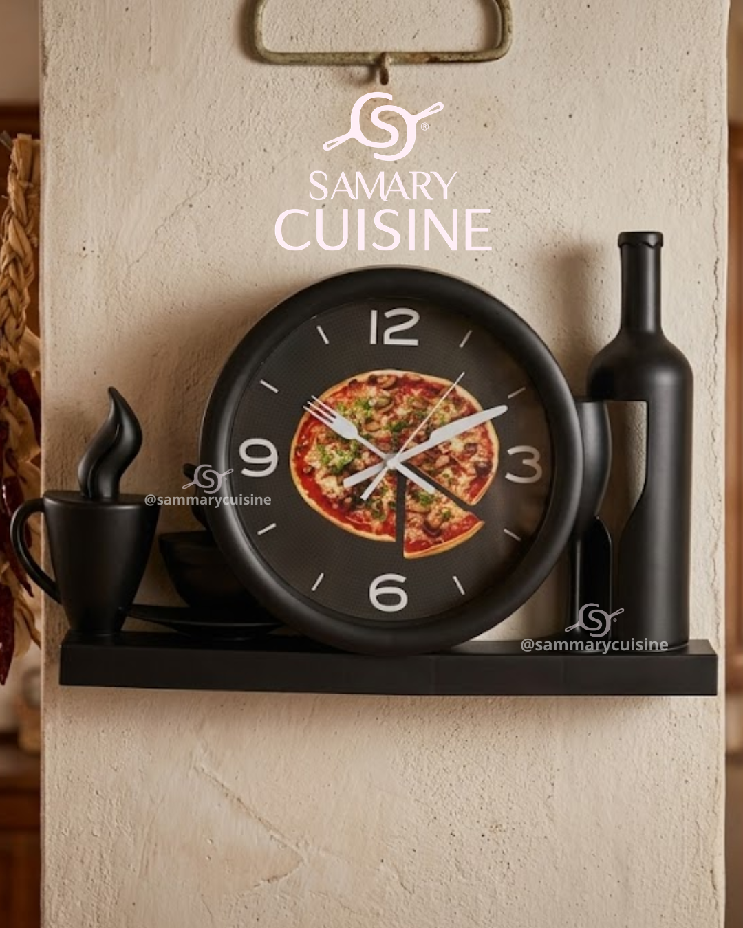 Reloj plástico para la Cocina - Tipo restaurante italiano
