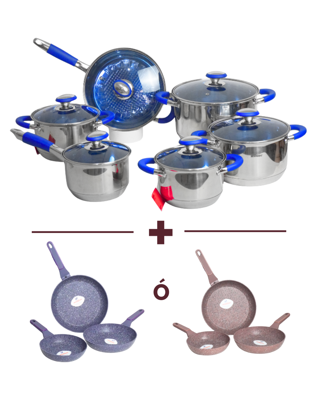 PROMOCION - Batería de acero inoxidable + Sartenes de cerámica - NEVIZA + GRECIA