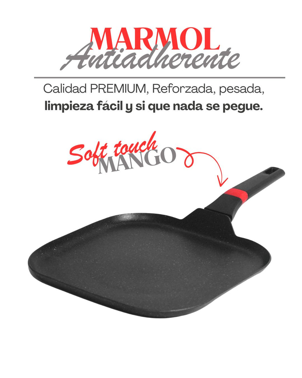 Comal con mango cerámica antiadherente - SWISS SILVER 1pz para una hornilla