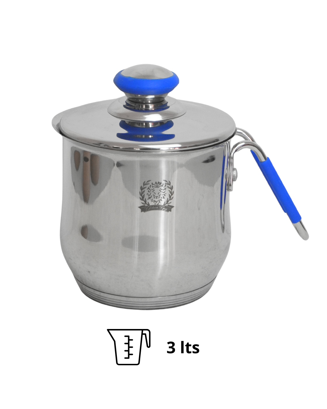 Pocillo de Acero Inoxidable 2 y 3 lts - KITCHEN KING 2pz con Tapa | Olla Multiusos Resistente y Duradera | Mangos Ergonómicos Antideslizantes | Ideal para Hervir, Cocinar y Calentar | Apto para Estufa de Gas y Eléctrica