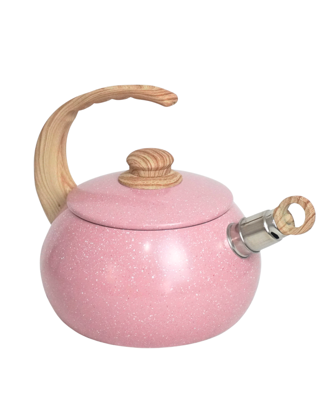 Tetera Pastel NEWARE 1 pz con Silbato | Acabado Tipo Mármol Antiadherente | Asa Ergonómica Tipo Madera | Calentado Rápido | Apta para Estufa de Gas, Eléctrica e Inducción | Diseño Moderno y Elegante