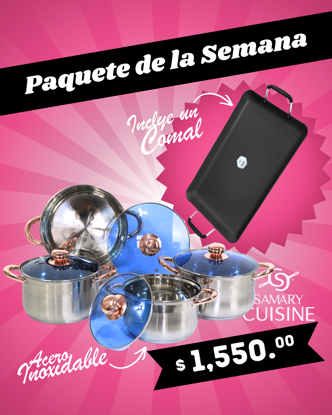 Juego de ollas BAO DOM 8 piezas + Comal de regalo