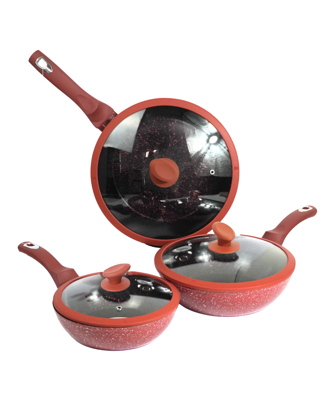 Juego de sartenes olivo ceramica premium 6 piezas 24, 26 y 28 cm