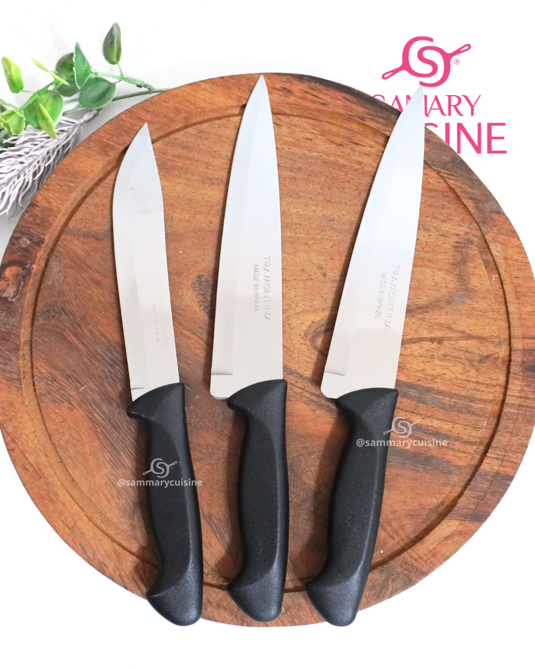 Set de 7 Cuchillos de Cocina y Carne de Acero Inoxidable con Mango Negro Ergonómico