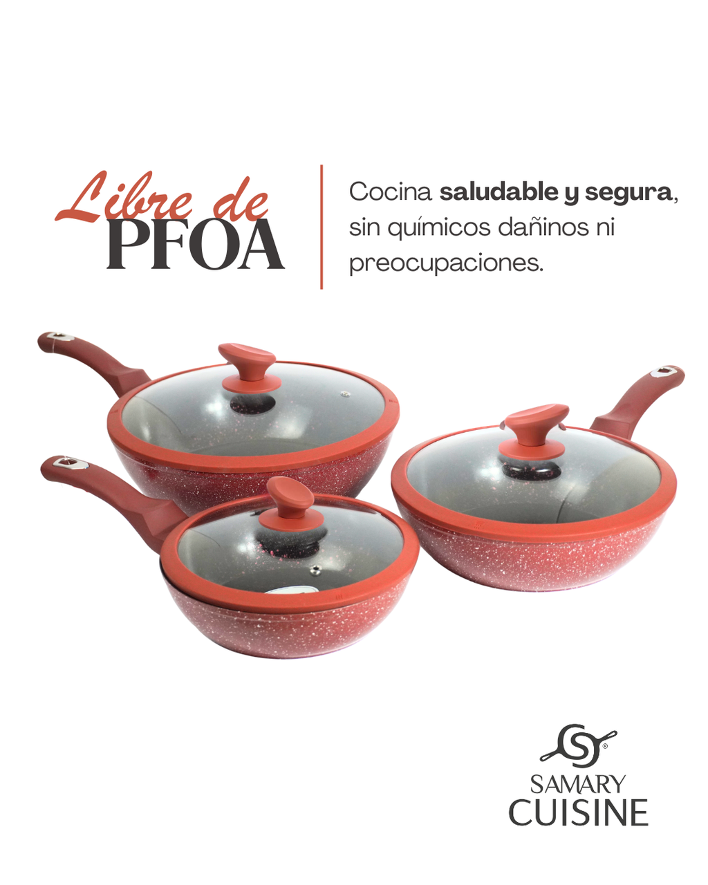 Juego de sartenes olivo ceramica premium 6 piezas 24, 26 y 28 cm