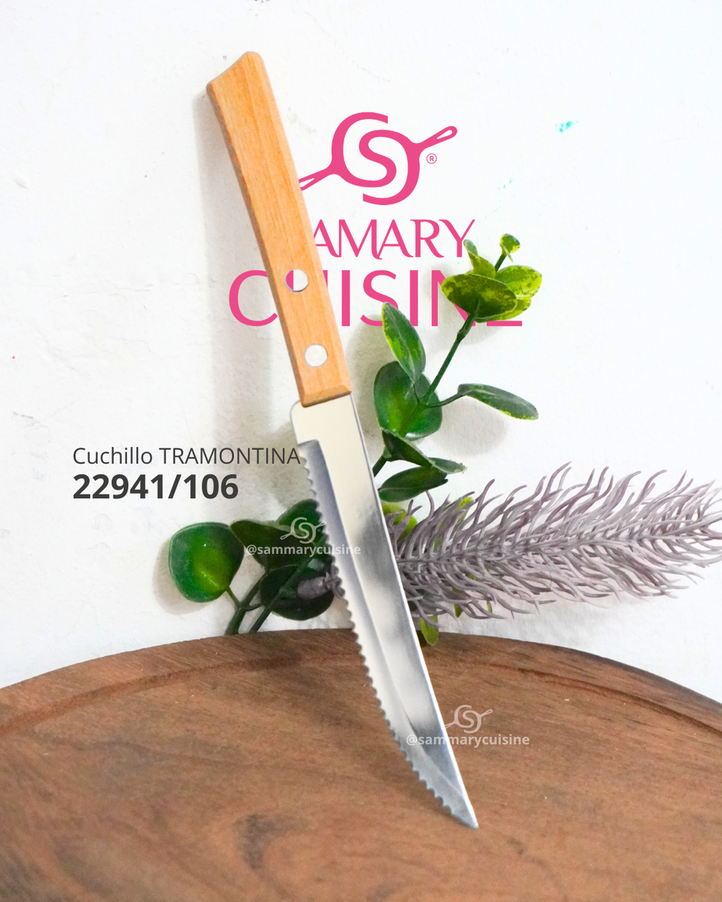 Set de 8 Cuchillos para Carne de Acero Inoxidable con Mango de Madera