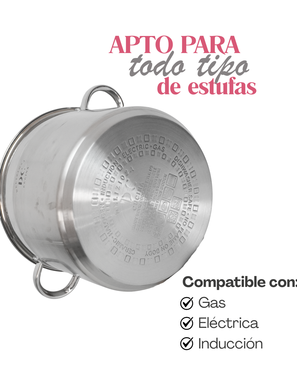 Ollas Acero Inoxidable - DC 8pz 30, 32 y 34 cm