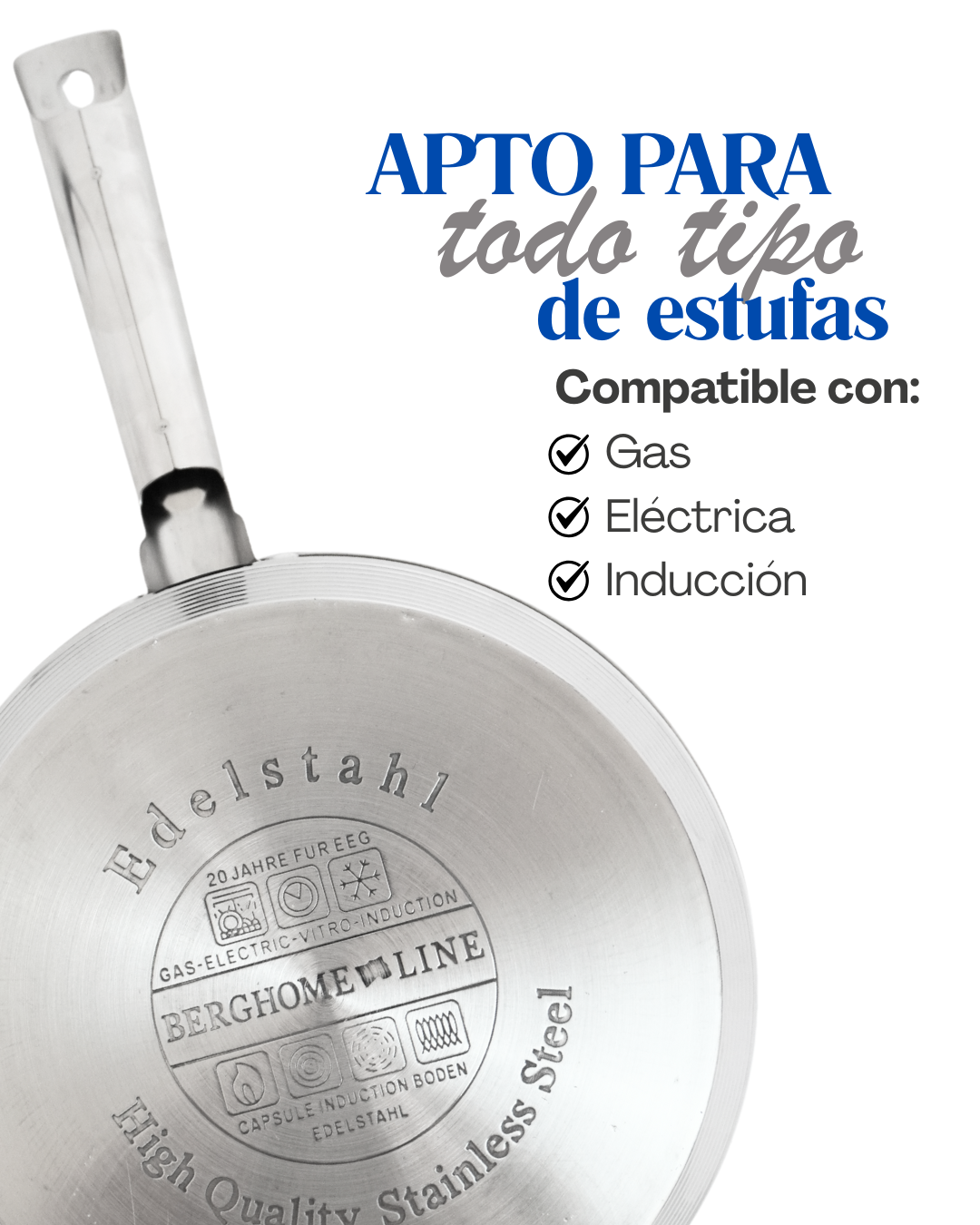 Batería Acero Inox. 12 Pzs. 9 Capas, Berghome Line