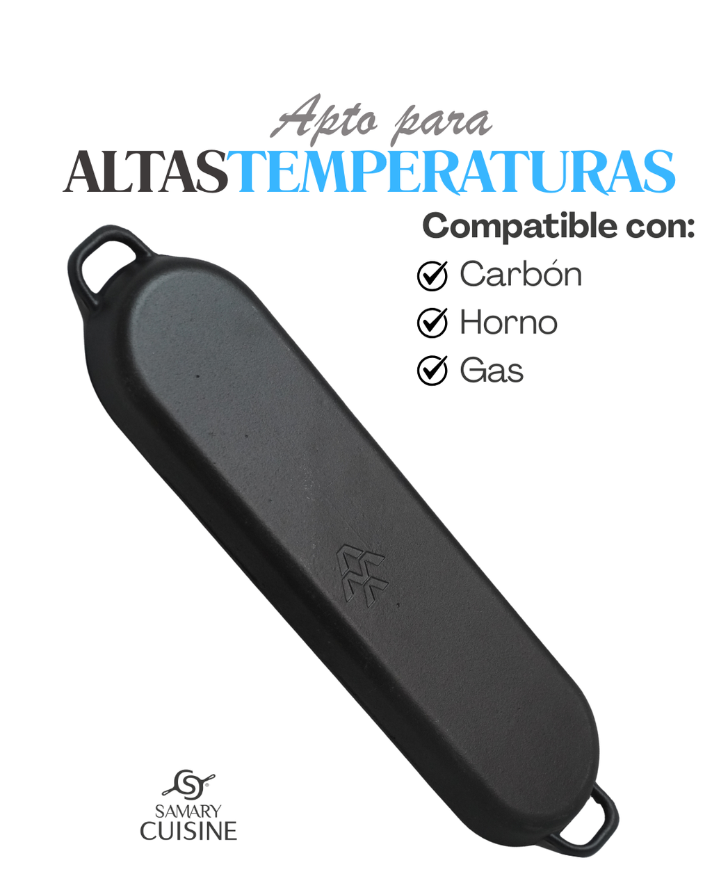 Sarten Grill Ovalado 38 cm hierro c/ tabla