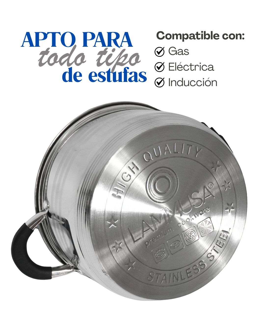 Batería de Acero Inoxidable LM003 - LAMMUSA 14 pz