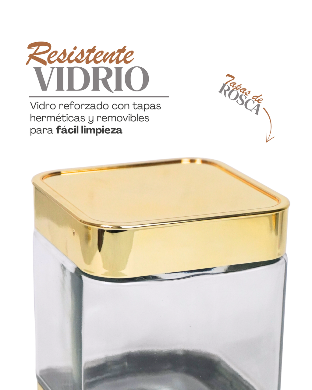 Azucareros de vidrio Cuadrado 41714 - CANISTER 3 pz