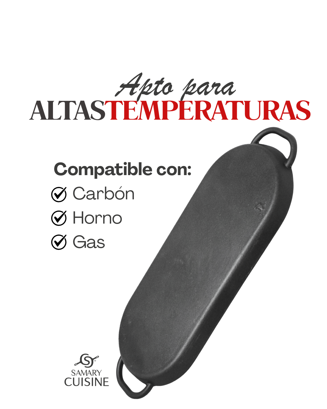 Grill Ovalado 38, 42  cm de hierro c/ tabla - GRILL