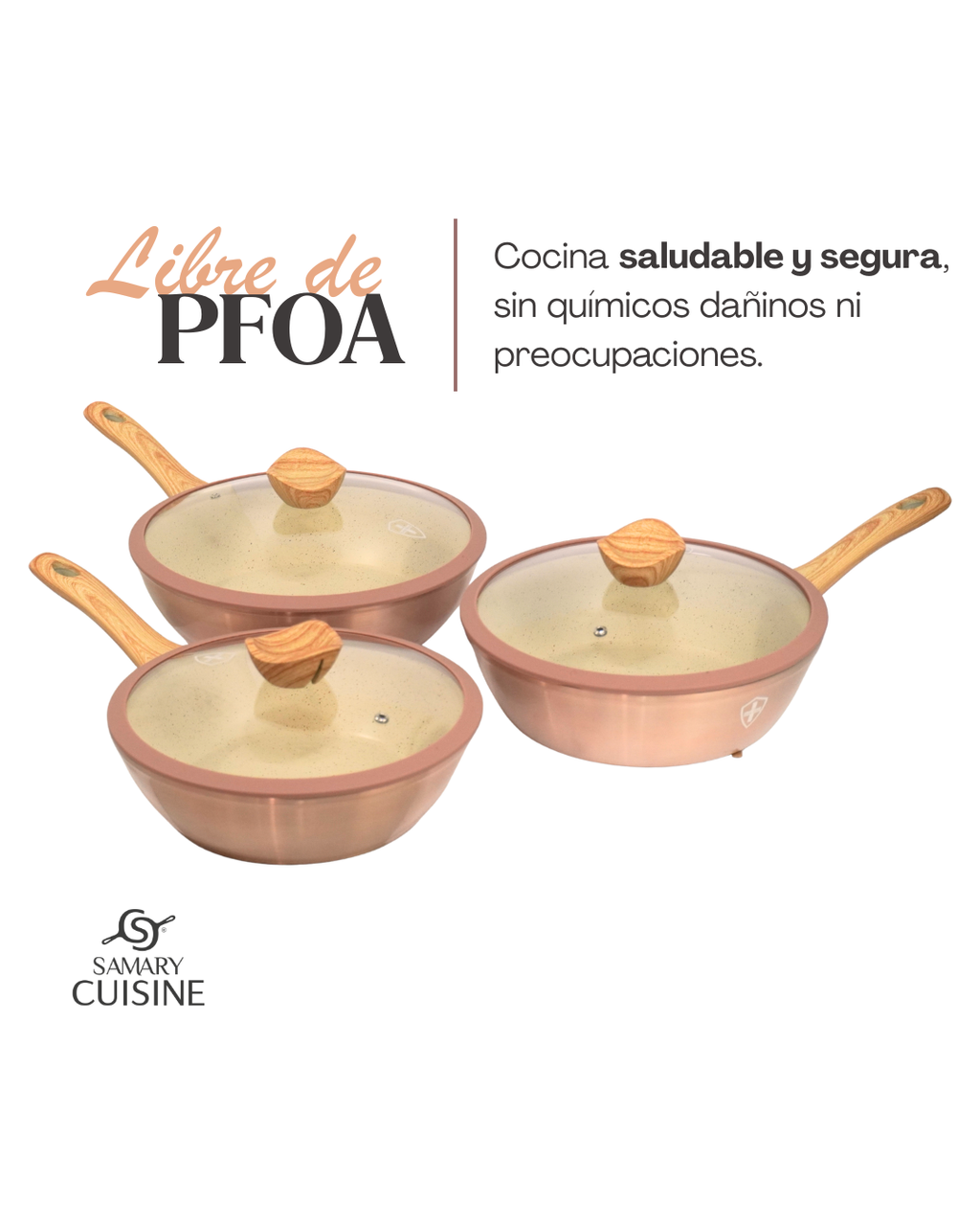 Sartén ceramica con tapa - SWISS SILVER 3 pz