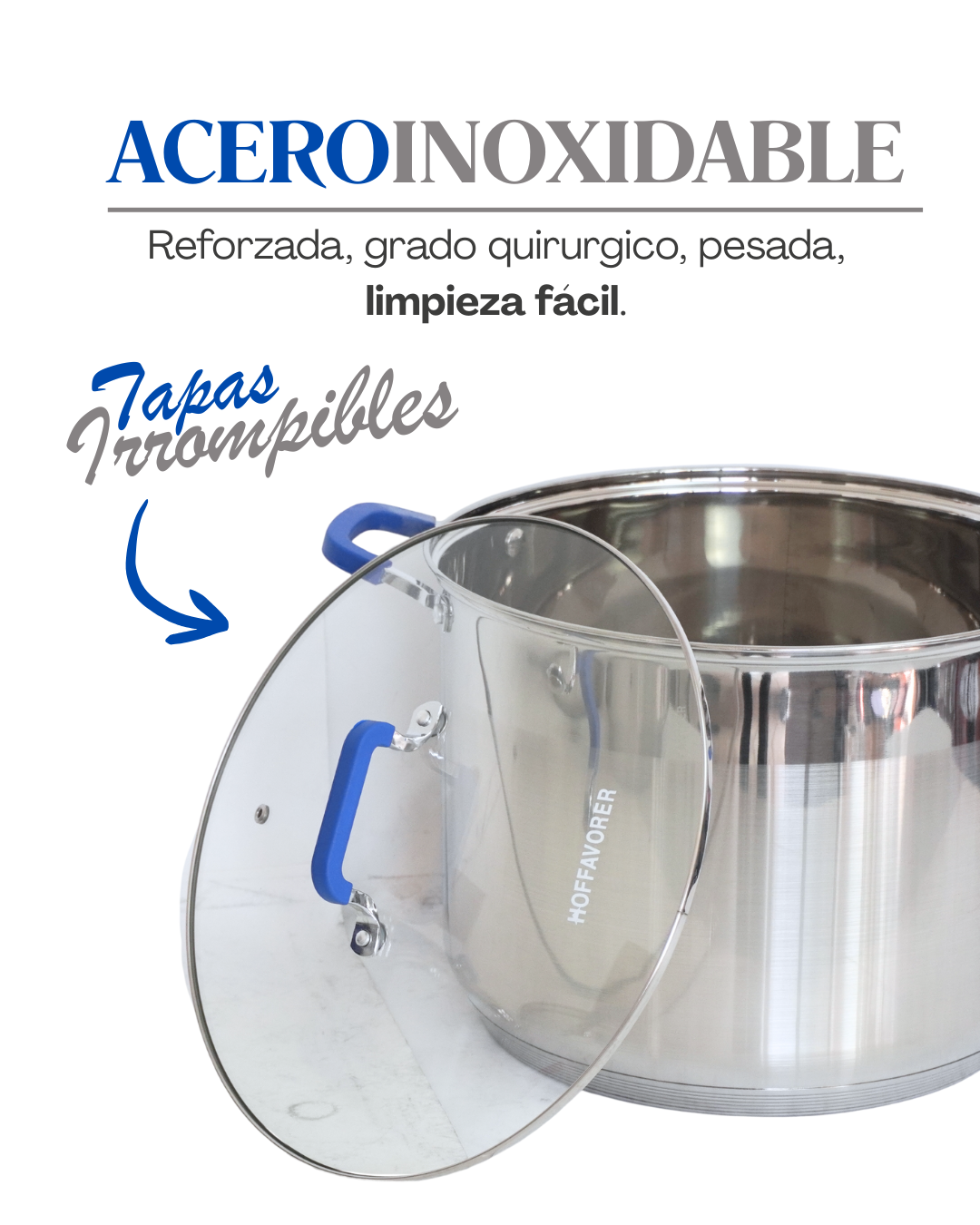 Juego De Ollas De Acero Inoxidable Hoffsvorer 10, 12 Y 15 Lt