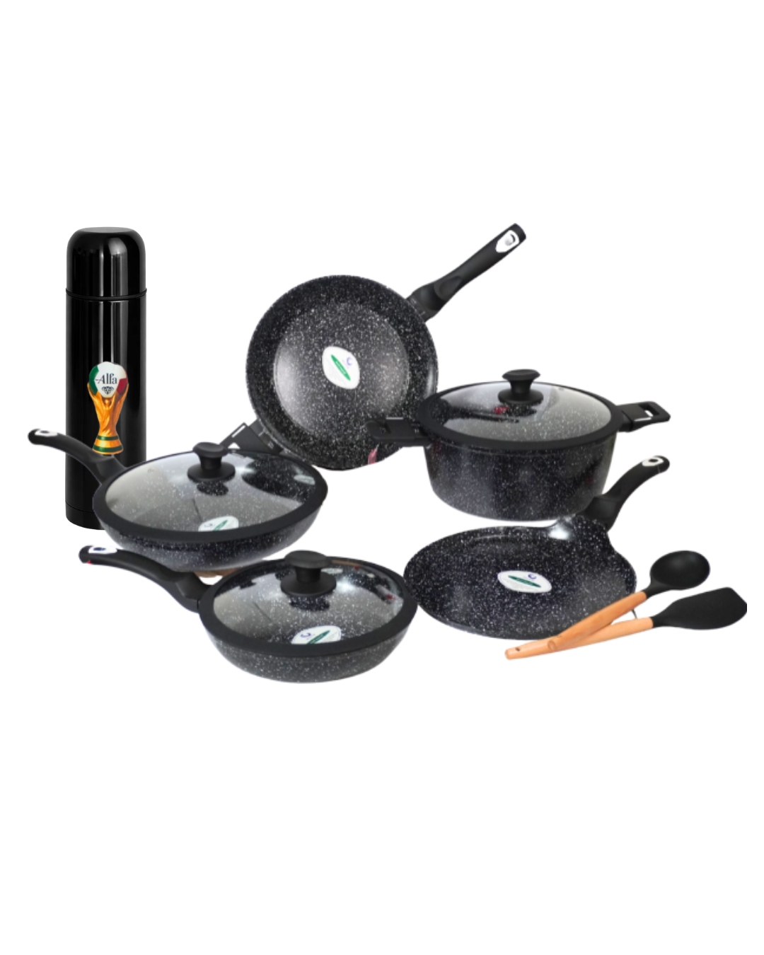 PROMOCIÓN Batería de Cocina Cerámica Atenas KUCHE 10 pz + Termo de Acero Inoxidable GRATIS