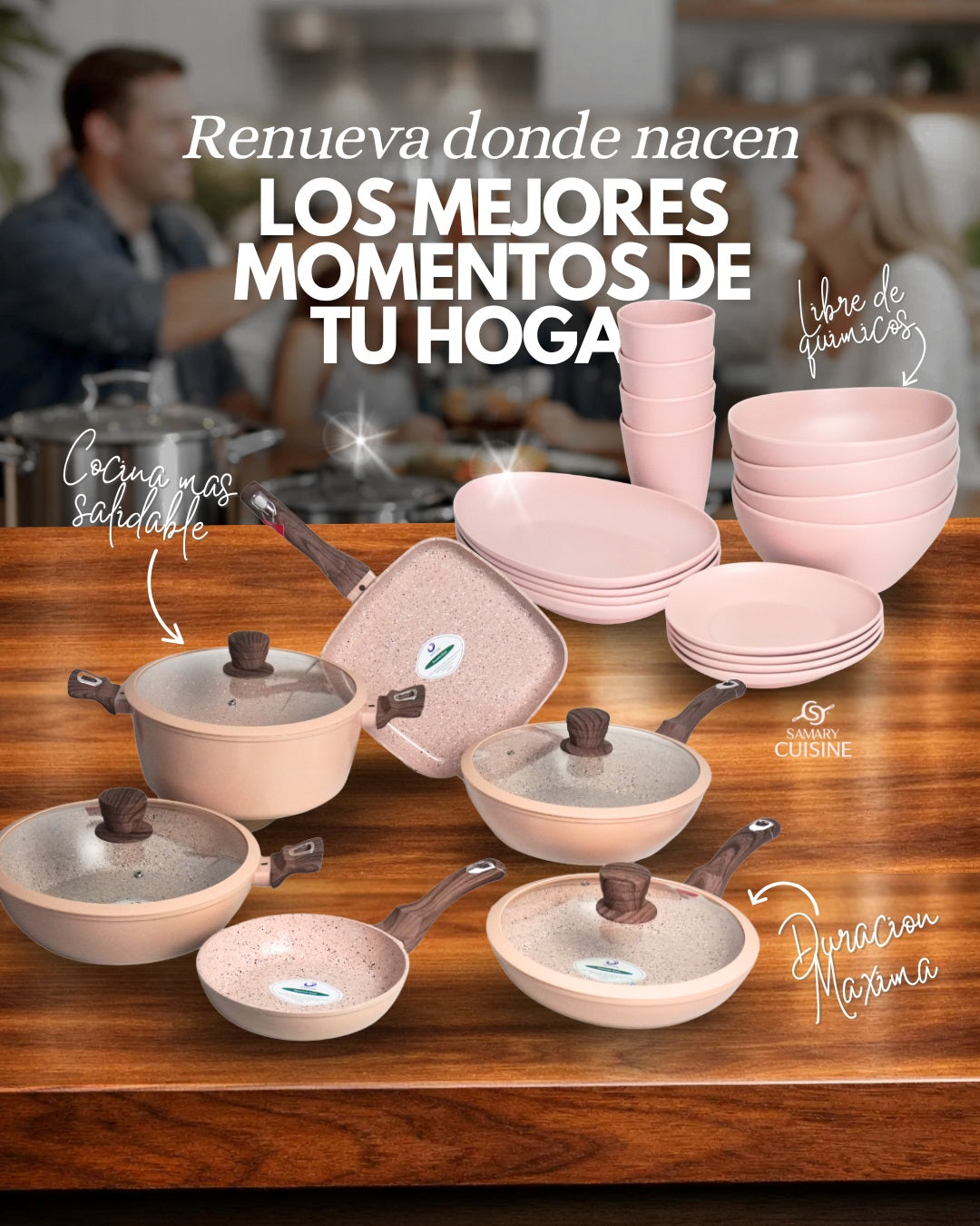PROMOCIÓN Batería de Cocina Cerámica Antiadherente + Vajilla Melamina