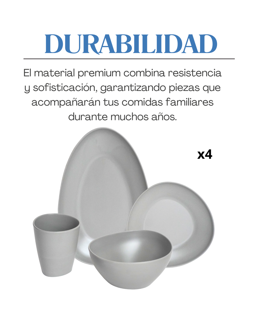 Vajilla triangular - ALFA 16 pz plástico tipo cerámica Premium