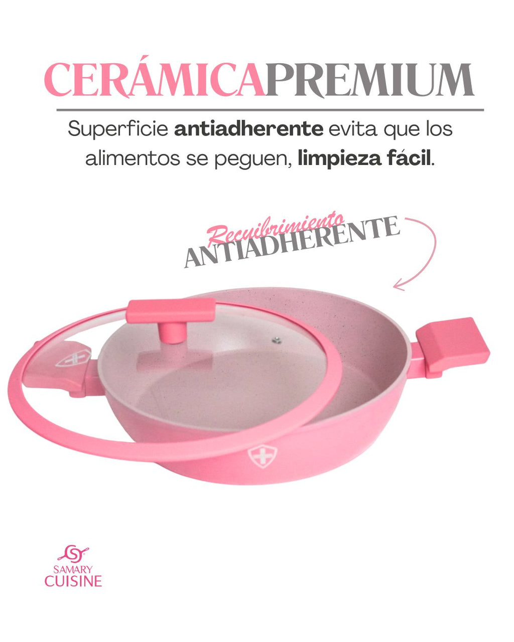Ollas de cerámica Paris Pink - SWISS SILVER 6 pz HSM Antiadherente premium