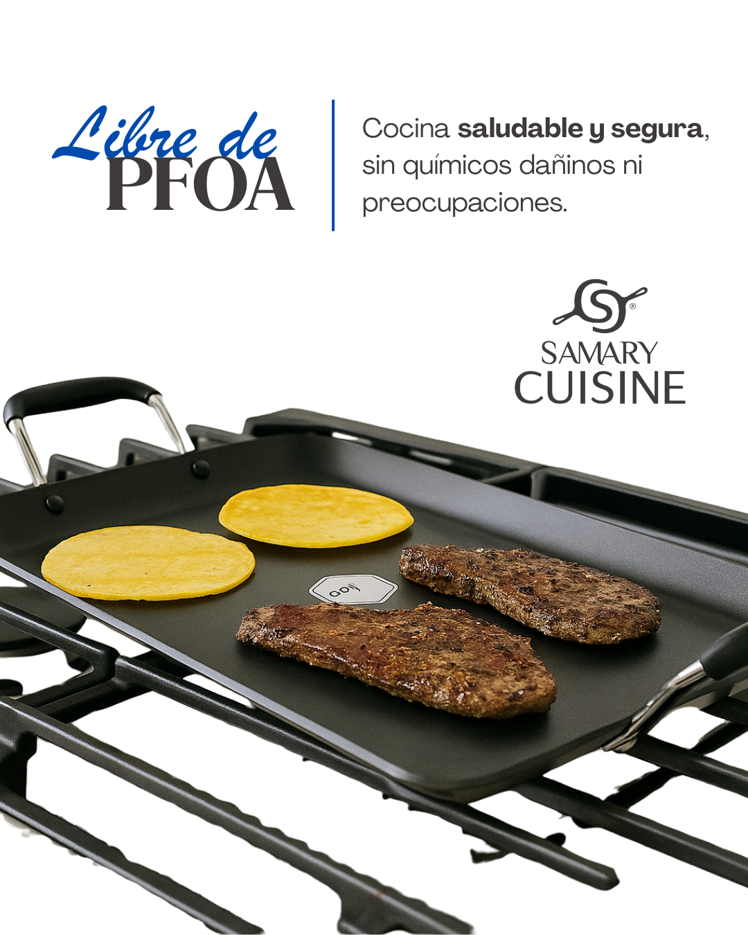 Comal Rectangular Alfa Cuisine de 2 Parrillas Teflón Premium Negro | +1000 vendidos