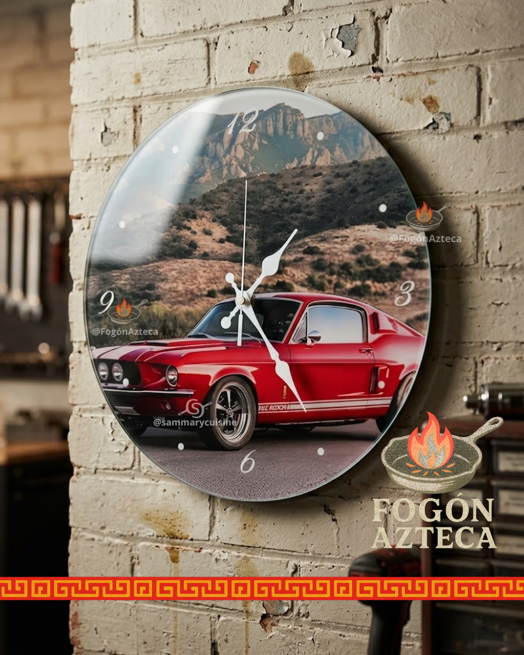 Reloj de cristal circular de autos - Reloj decorativo de pared
