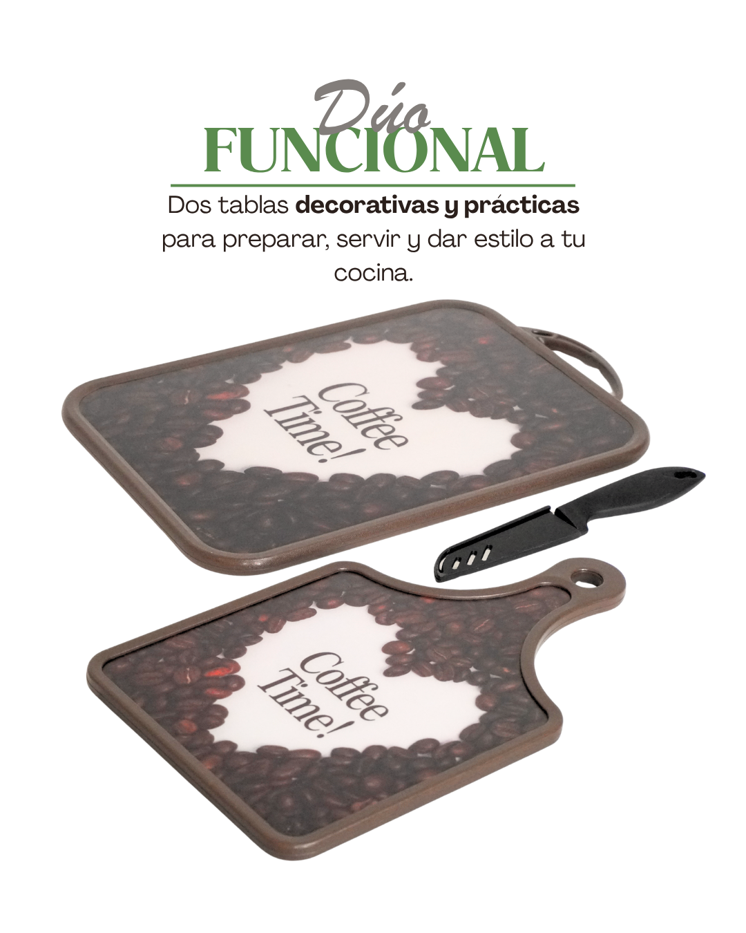 Duo de tabla para picar. Para cocina Plástico + cuchillo