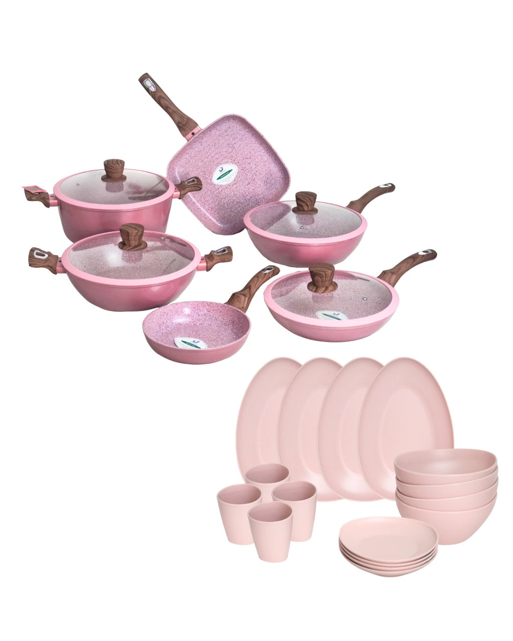 PROMOCIÓN Batería de Cocina Cerámica Antiadherente + Vajilla Melamina