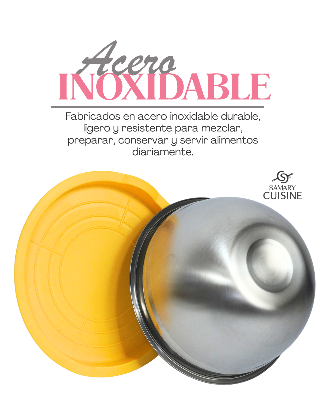 Bowl de acero inoxidable con tapa - GENERICO 5 pz