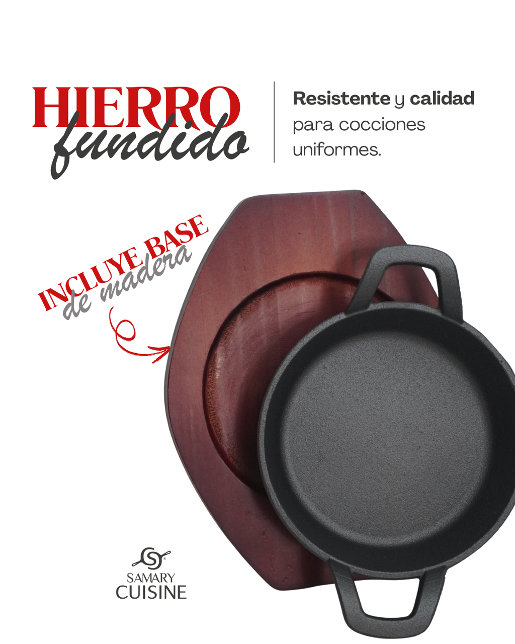 Olla Grill  16, 18 cm de hierro c/ tabla