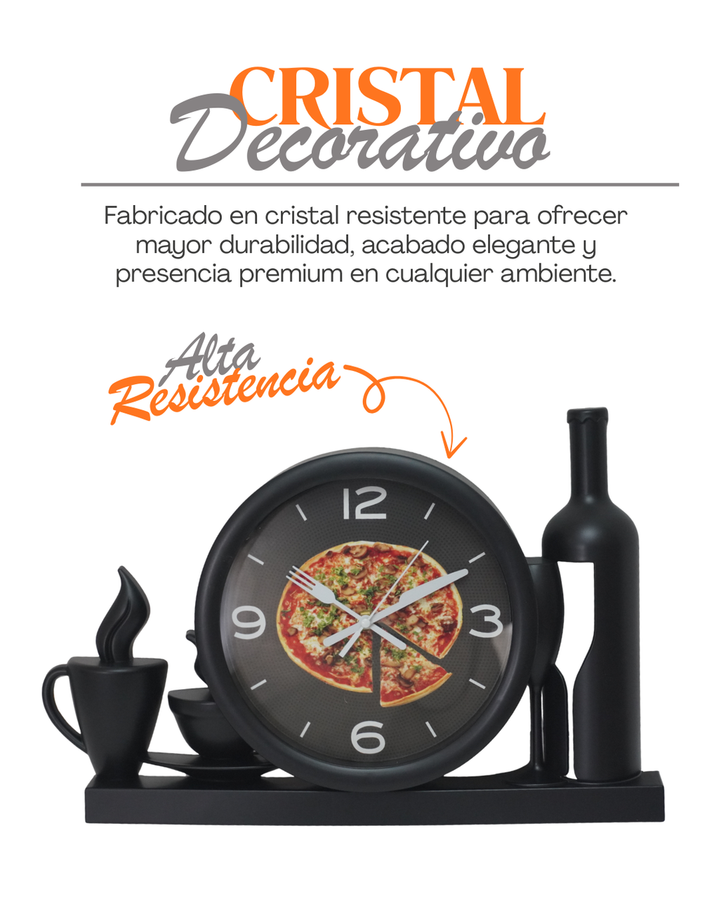 Reloj plástico para la Cocina - Tipo restaurante italiano