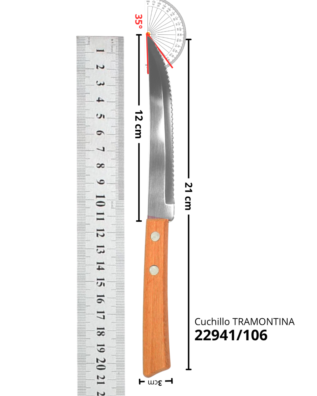 Set de 8 Cuchillos para Carne de Acero Inoxidable con Mango de Madera
