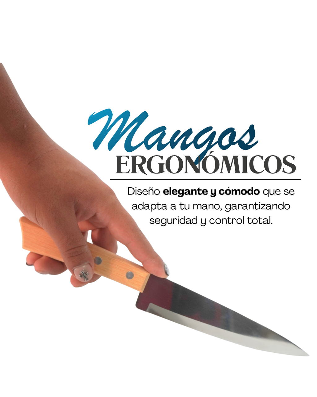 Set de 5 Cuchillos de Cocina de Acero Inoxidable con Mango de Madera