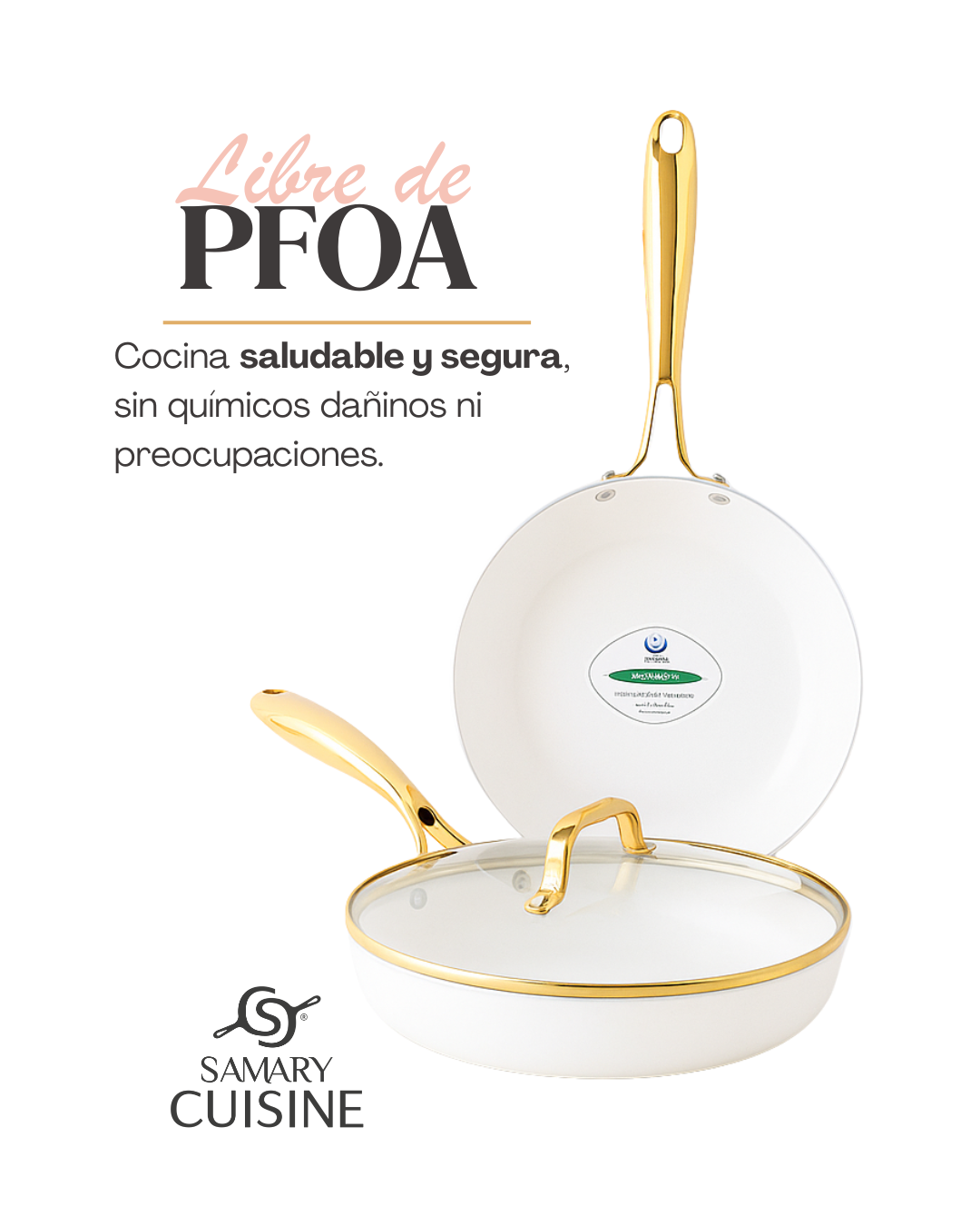 Bateria Ceramica Dore C/vaporera Y Utensilios Mangos Dorado