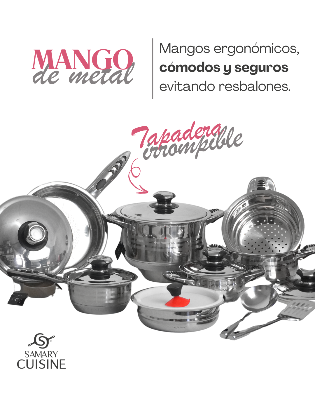 Batería de Cocina Acero Inoxidable Bateria DC - 16 pz con Mangos de Silicona | Juego de Ollas y Sartenes con Tapas de Vidrio | Fondo Multicapas | Apta para Gas, Eléctrica e Inducción | Alta Durabilidad y Fácil Limpieza