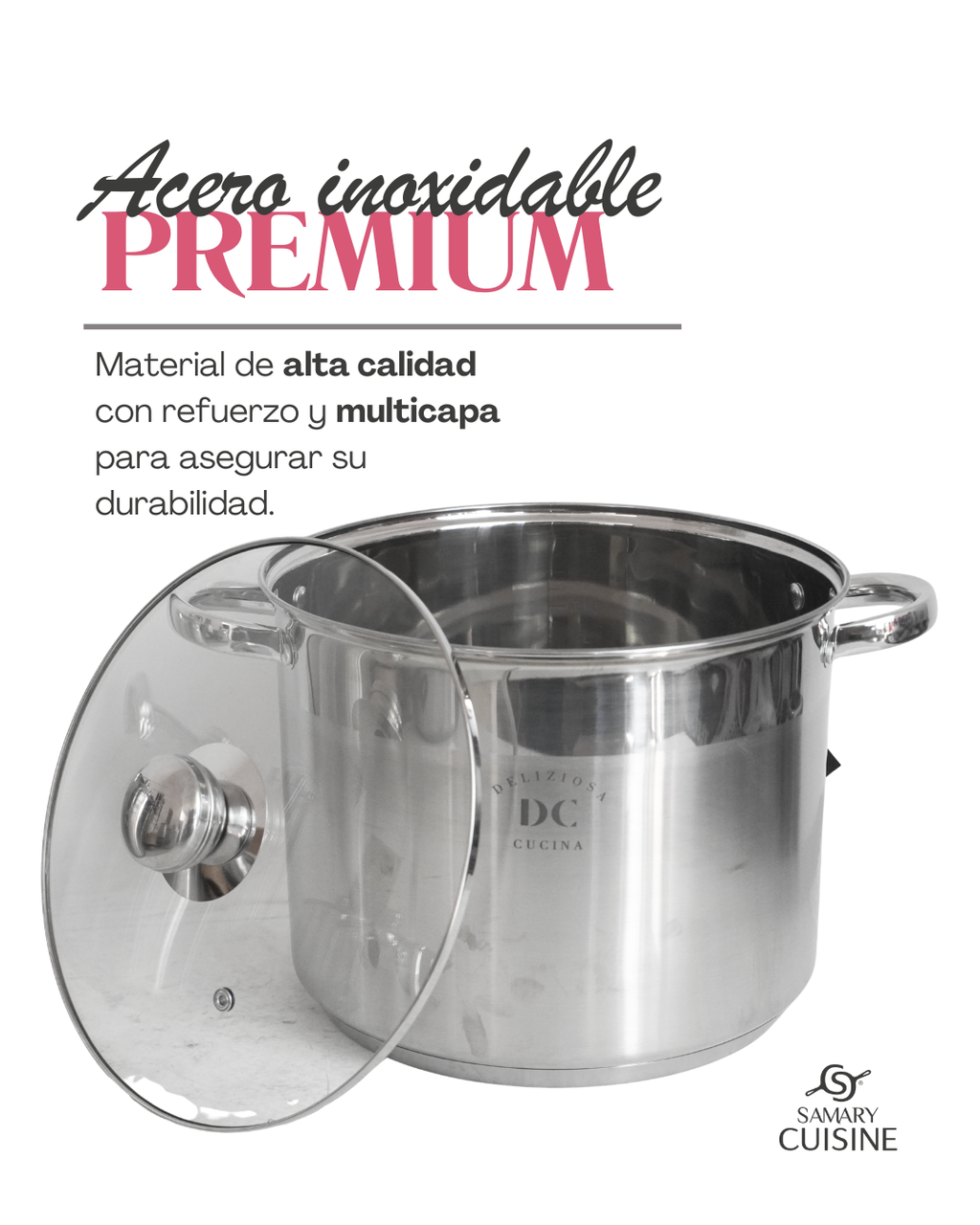 Ollas Acero Inoxidable - DC 8pz 30, 32 y 34 cm