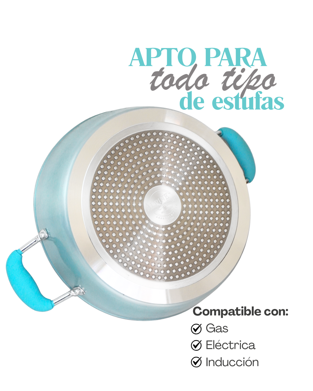 Set de Ollas de Cerámica Antiadherente AIKCWS6 - ALPHINE CUISINE 6 pz tapa plana