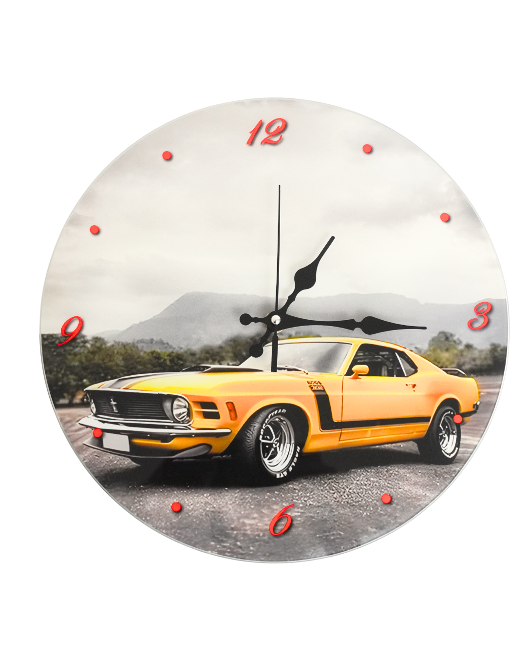 Reloj de cristal circular de autos - Reloj decorativo de pared