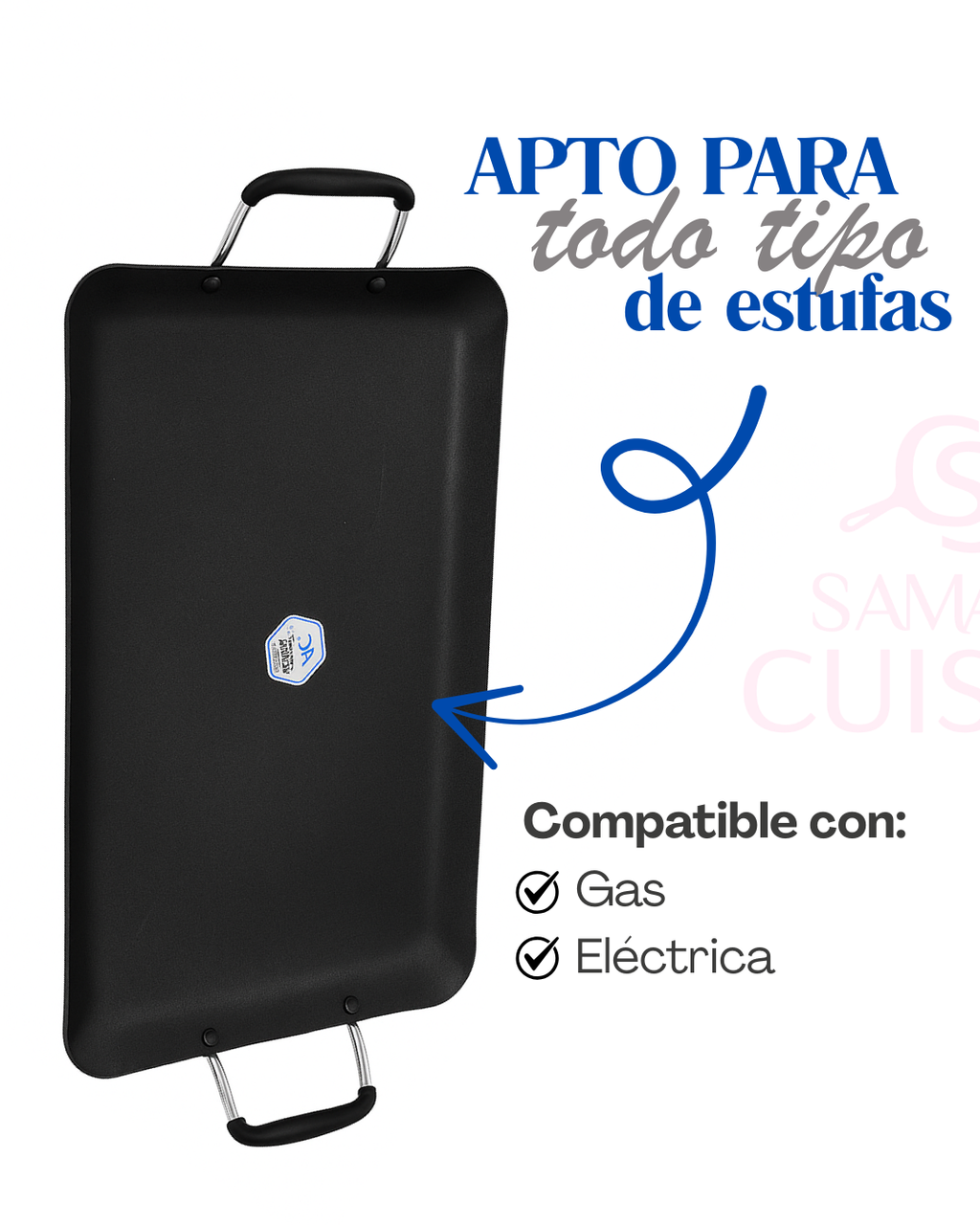 Comal Rectangular Alfa Cuisine de 2 Parrillas Teflón Premium Negro | +1000 vendidos