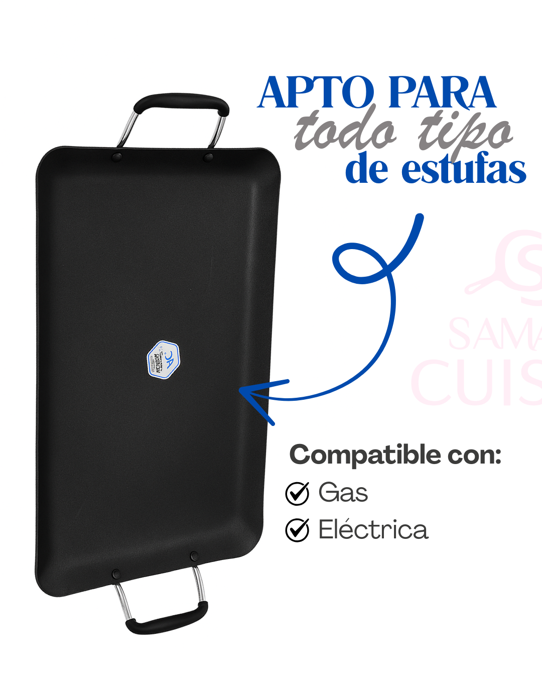Comal Rectangular Alfa Cuisine de 2 Parrillas Teflón Premium Negro | +1000 vendidos