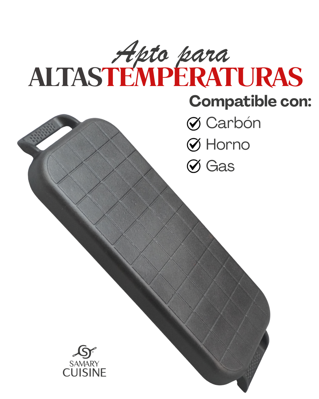 Sarten Grill rectangular de hierro c/ tabla 38