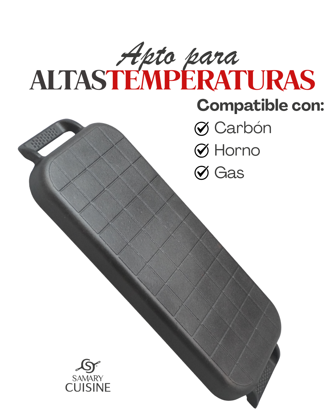 Sarten Grill rectangular de hierro c/ tabla 38