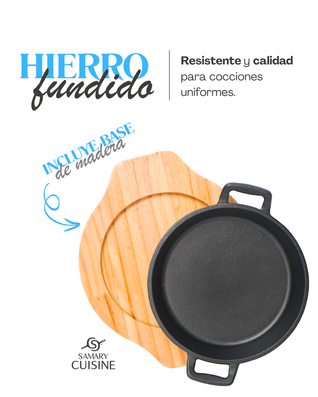 Cacerola Grill 18, 20 cm hierro c / tabla