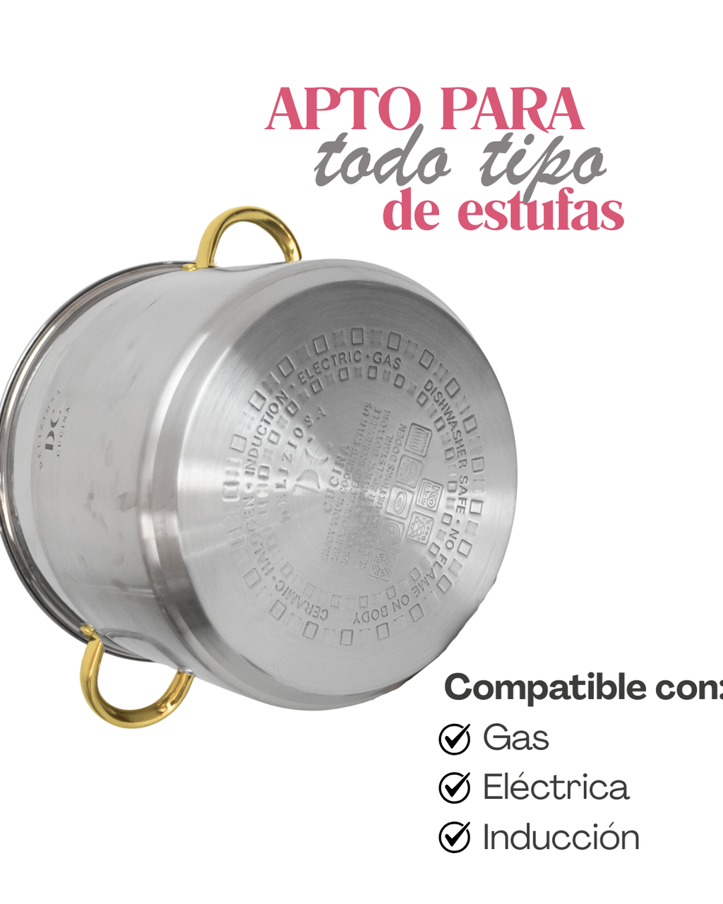 Ollas DC Acero Inoxidable - DC 8pz (30, 32 y 34 cm)