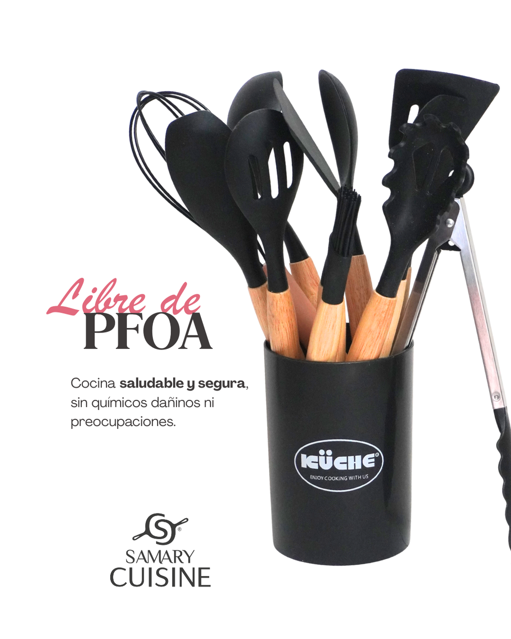 PROMOCION - Set de sartenes Palermo de cerámica antiadherente + Set de Utensilios de  silicona 12 pz