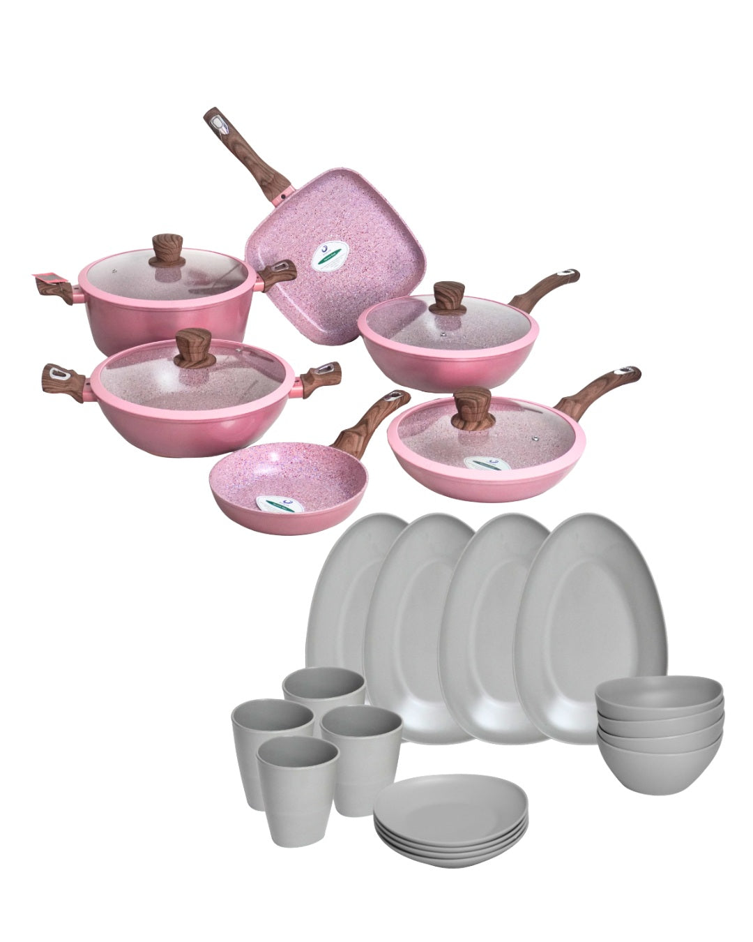 PROMOCIÓN Batería de Cocina Cerámica Antiadherente + Vajilla Melamina