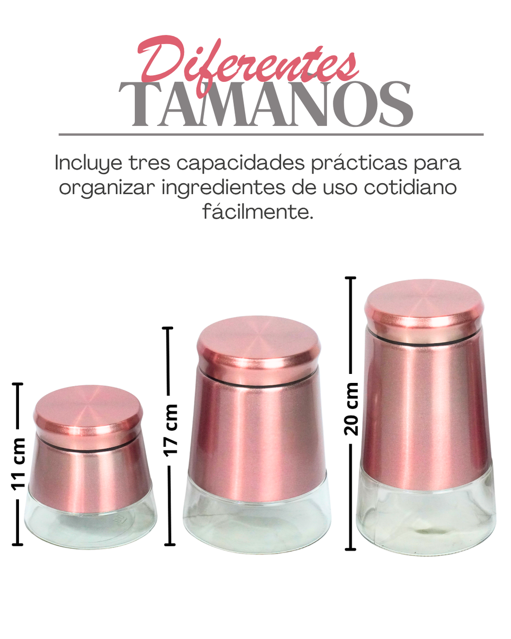 Azucareros de vidrio cónicos 3pz GRANDES . 41708