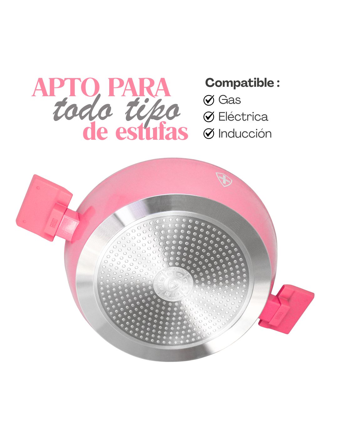 Ollas de cerámica Paris Pink - SWISS SILVER 6 pz HSM Antiadherente premium