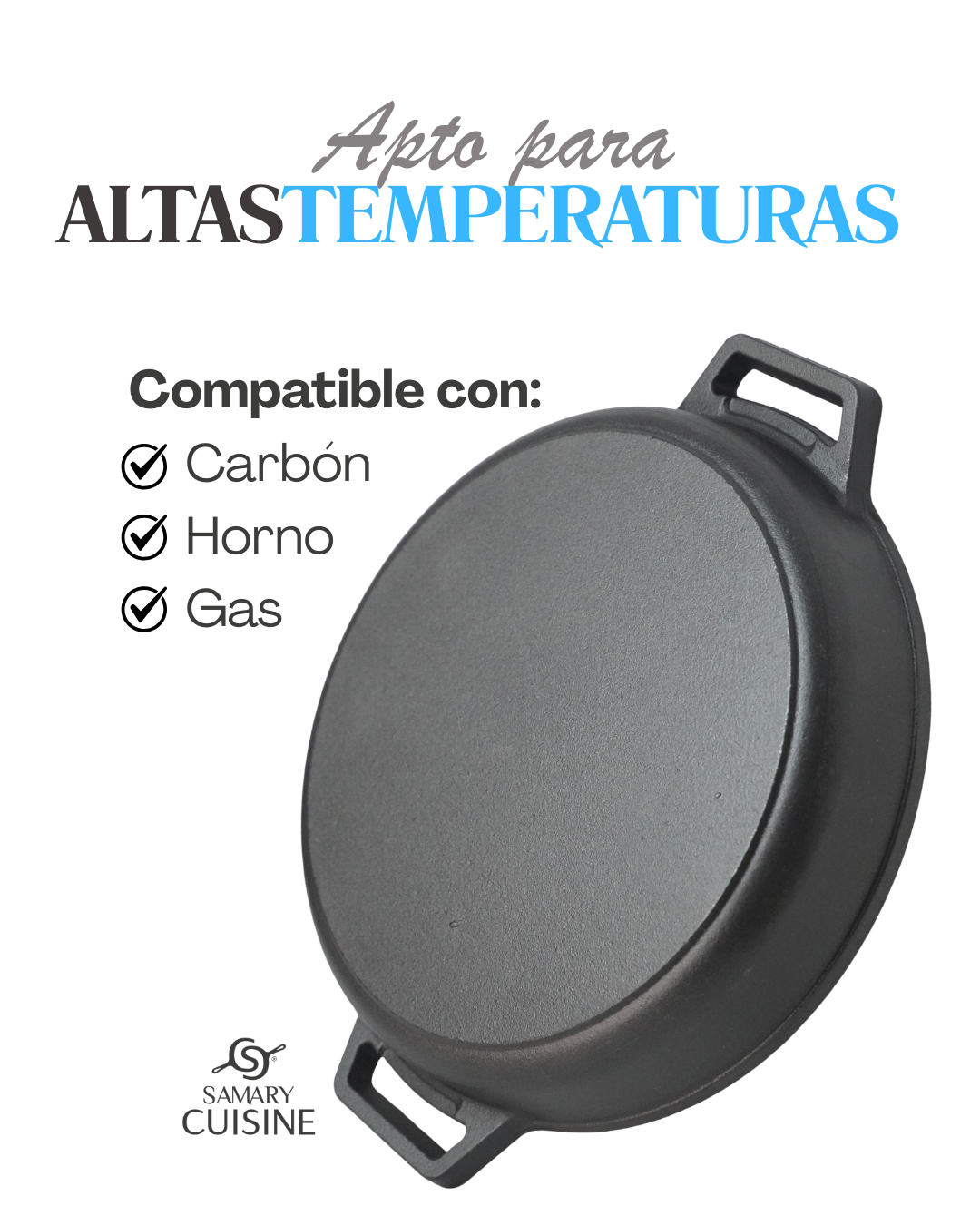 Cacerola Flat 38 cm hierro c tabla  - GRILL para pays